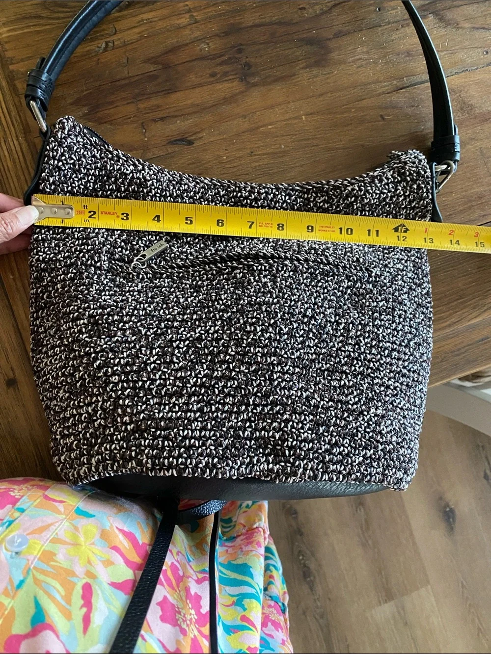 The Sak Crochet Hobo bag w/ leather strap Silver Hardware & Zippered Pocket